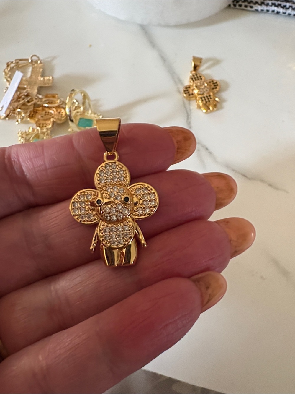 Gold-Tone Crystal Flower Pendant Necklace - Women Jewelry